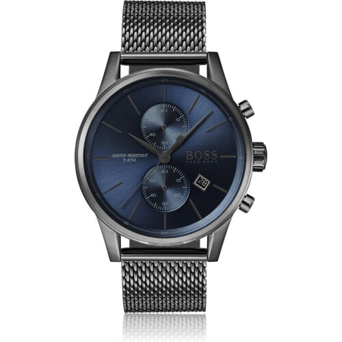 BOSS Jet - Herenhorloge - 41 mm - Blauwe wijzerplaat - Grijze Milanese band