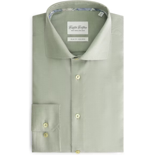 Boston Brothers BBO35S110 - Non Iron Overhemd - Slim Fit Wide Spread Kraag - Oxford Katoen (maat 40)