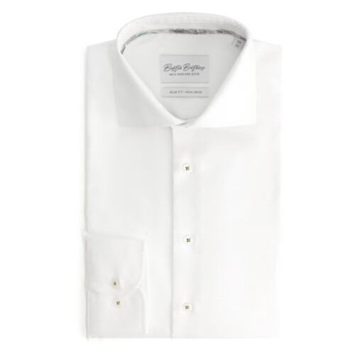 Boston Brothers BBO35S110 - Non Iron Wide Spread Overhemd - Slim Fit - Wit - Maat 40