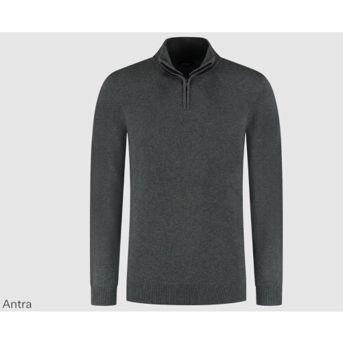 Boston Brothers Half Zip Pullover - Heren - 100% katoen - Antra - Maat L Tweedehands