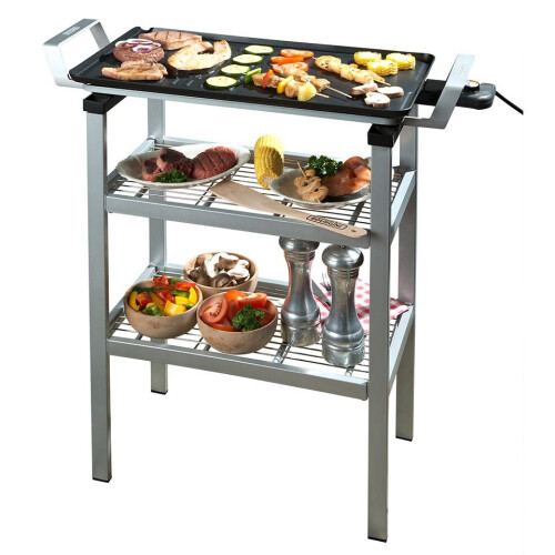 Bourgini Multi Plate - Bak/Grill apparaat - 2400W - 56x30 cm - Anti-aanbaklaag - ZILVER/ZWART