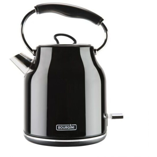 Bourgini Deluxe - Waterkoker - 1,7L RVS - Retro zwart