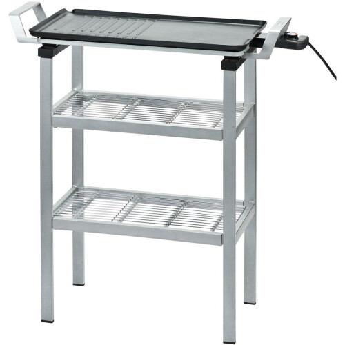 Bourgini Multi Plate - Bak/Grill apparaat - 2400W - 56x30 cm - Anti-aanbaklaag - ZILVER/ZWART