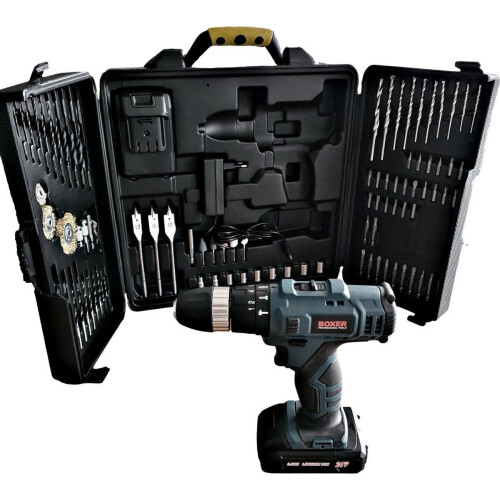 Boxer SR-040 - Accu Schroef-/Boormachine Set - 24V Li-Ion - 2 accu's - 94 delig (2 stuks) Tweedehands