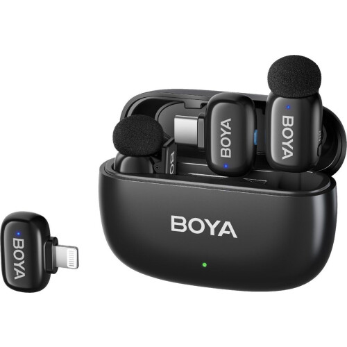 Boya Mini-12 - Draadloze Microfoon - 2TX+2RX - 2.4 GHz - Zwart