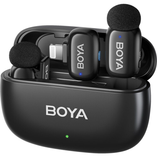 BOYA MINI 15 - Draadloze Microfoon - 2TX + 1RX - Zwart Lightning (voor iPhone)