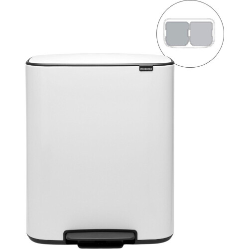 Brabantia Bo Prullenbak - 2 x 30 liter - Afvalscheiding - White (2 stuks)