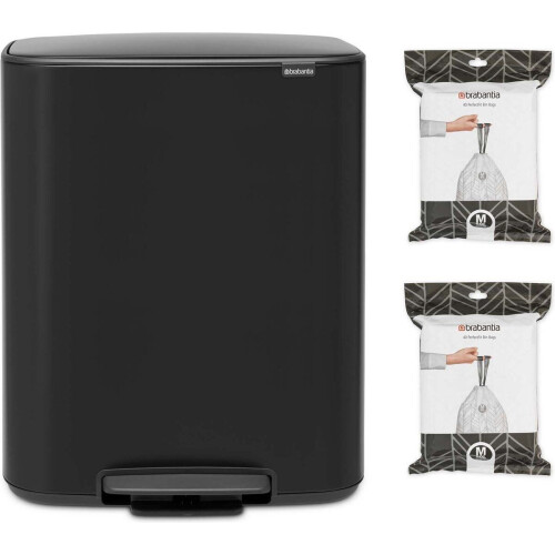 Brabantia Bo Prullenbak - 60 liter - incl. 80 Perfect Fit Vuilniszakken - Matt Black