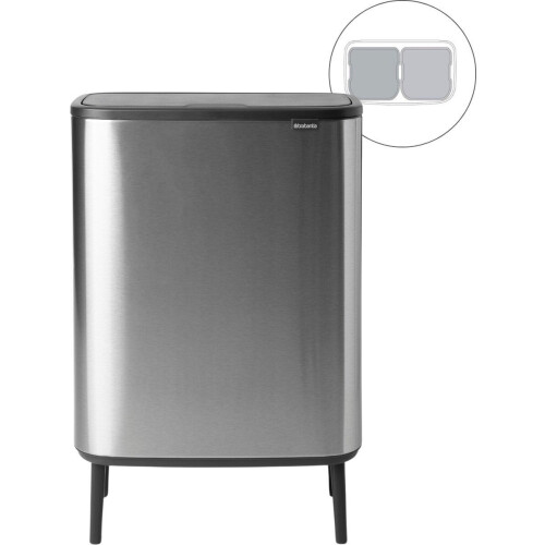 Brabantia Bo Touch Bin Hi Prullenbak - 2 x 30 liter - Afvalscheiding - Matt Steel Fingerprint Proof (2 stuks)