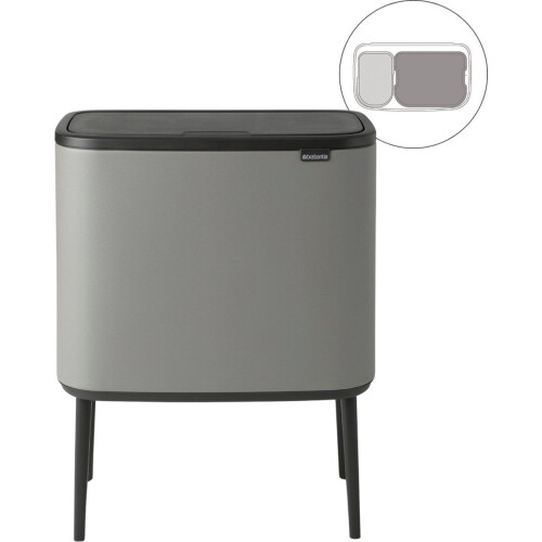 Brabantia Bo Touch Bin - Prullenbak - 11 + 23 liter - Afvalscheiding - Mineral Concrete Grey