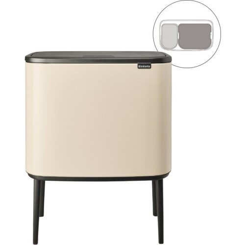 Brabantia Bo Touch Bin - Prullenbak - 11 + 23 liter - Afvalscheiding - Soft Beige Tweedehands