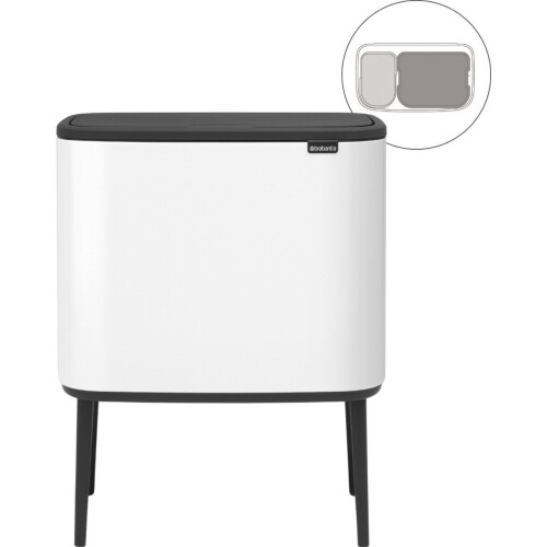 Brabantia Bo Touch Bin - Prullenbak - 11 + 23 liter - Afvalscheiding - White Tweedehands