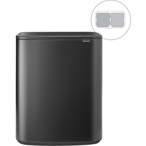 Brabantia Bo Touch Bin - Prullenbak 2 x 30 liter - Afvalscheiding - Confident Grey (2 stuks) Tweedehands