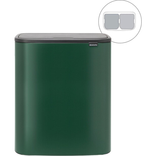 Brabantia Bo Touch Bin - Prullenbak - 2 x 30 l - Afvalscheiding - Pine Green (2 stuks) Tweedehands