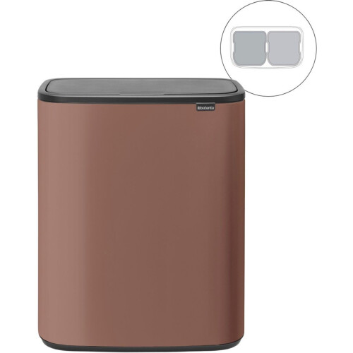 Brabantia Bo Touch Bin - Prullenbak 2 x 30 liter - Afvalscheiding - Satin Taupe (2 stuks) Tweedehands