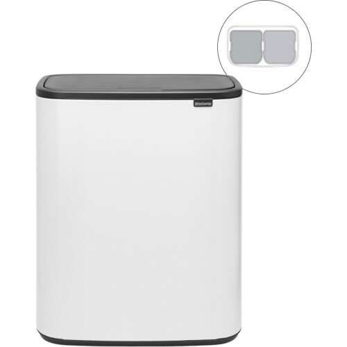 Brabantia Bo Touch Bin - Prullenbak - 2 x 30 liter - Afvalscheiding - White (2 stuks)