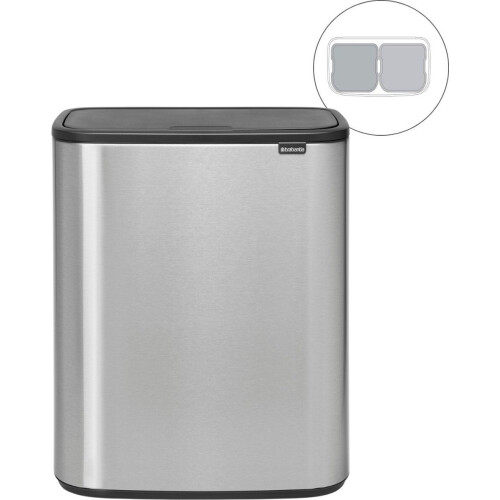 Brabantia Bo Touch Bin - Prullenbak - 2 x 30 liter - Matt Steel Fingerprint Proof (2 stuks) Tweedehands