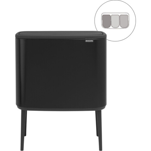 Brabantia Bo Touch Bin - Prullenbak - 3 x 11 liter - Afvalscheiding - Matt Black Tweedehands