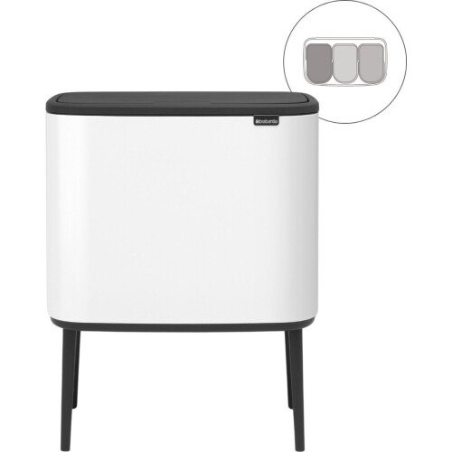 Brabantia Bo Touch Bin - Prullenbak - 3 x 11 liter - Afvalscheiding - White Tweedehands