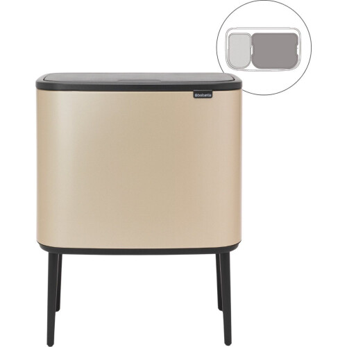 Brabantia Bo Touch Bin - Prullenbak - 11 + 23 liter - Afvalscheiding - Metallic Gold