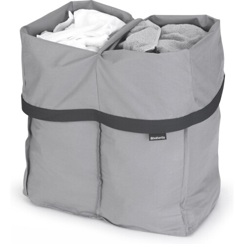 Brabantia Bo Waszak 2 x 45L - Vervangende tas voor Bo Wasmand - Twee compartimenten - Grijs (2 stuks)
