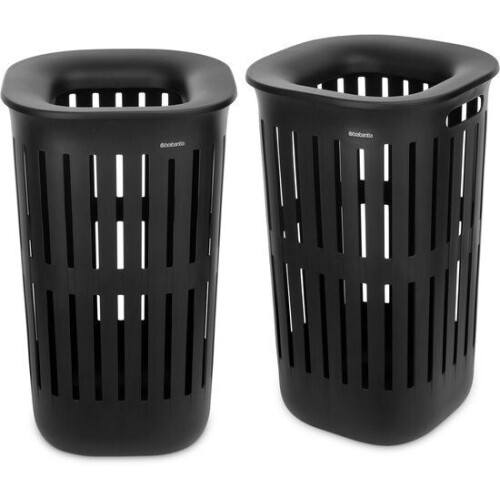 Brabantia Collect-It Wasmand - set van 2 - met Deksel - 55 l - Black