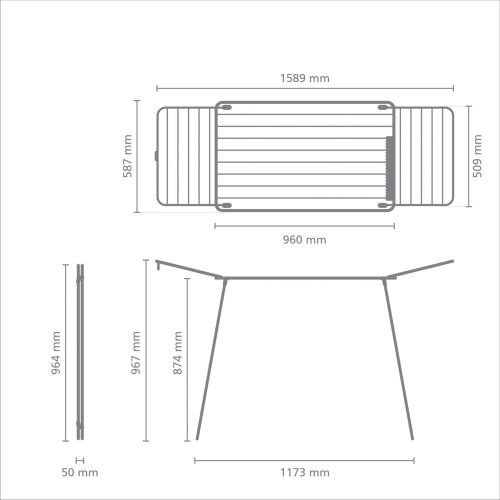 Brabantia HangOn Too Droogrek - 18 m - Inklapbaar - Matt Black