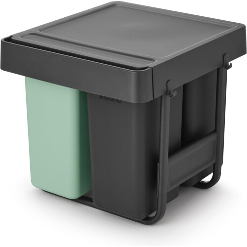 Brabantia Sort&Go Inbouw Prullenbak - 3-vaks Afvalscheiding 10 + 10 + 20 liter - Jade Green en Dark Grey Tweedehands