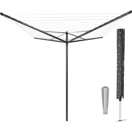 Brabantia Topspinner Droogmolen - 40 m - Metalen Grondanker en Beschermhoes - Antraciet