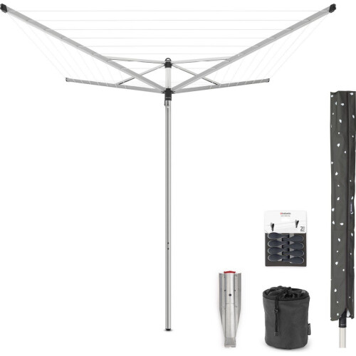 Brabantia Topspinner - Droogmolen - 40 m UV-bestendige antislip waslijn - Metallic grey