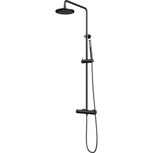 Brauer Doucheset - Opbouw - Rond 20cm Thermostaatkraan Regendouche Handdouche - Zwart