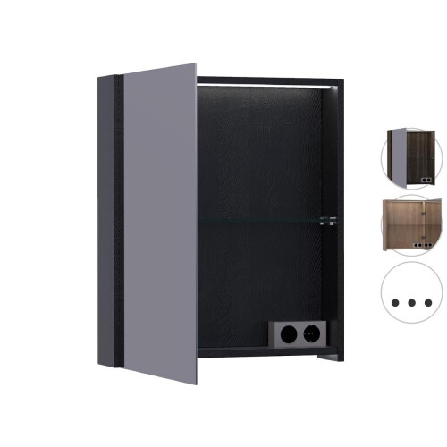 Brauer Dual 60 Black Wood Spiegelkast - 60 cm - Linksdraaiend