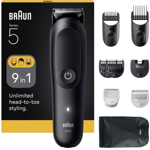Braun All-in-One Series 5 AIO5540 - Baardtrimmer en Lichaamstrimmer - 9in1 set met 14 lengtes - Zwart