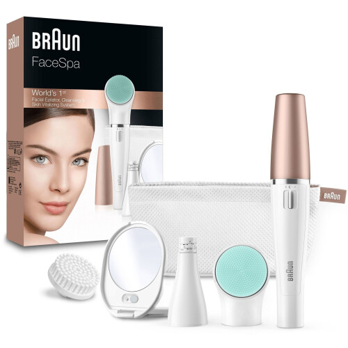 Braun FaceSpa 851V - Gezichtsepilator 3-in-1 - Reinigingsborstel en revitaliserend kussen - Wit Tweedehands