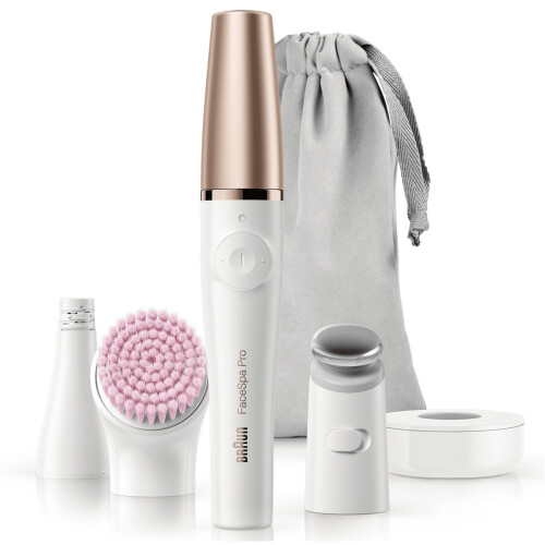 Braun FaceSpa Pro 912 - Gezichtsepilator - 3 extra opzetstukken - Wit/Brons