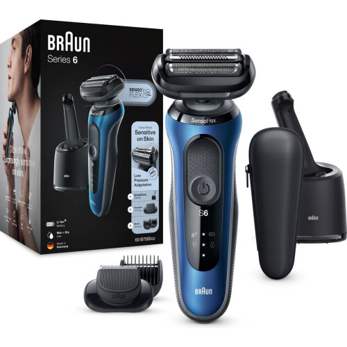 Braun Series 6 60-B7500cc - Elektrisch Scheerapparaat - SensoFlex en Baardtrimmer - Blauw Tweedehands