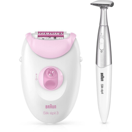 Braun Silk-épil 3 - SE3-321 - Epilator (20 pincetten) met massagerollers + bikini trimmer - Roze