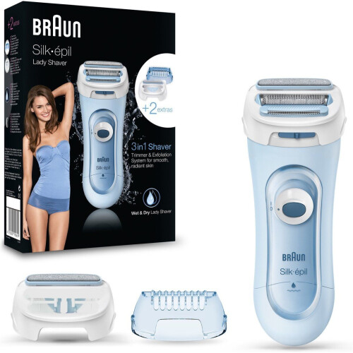 Braun Silk-épil 5-160 - Ladyshaver - 3-in-1 scheerapparaat trimmer scrub - Blauw