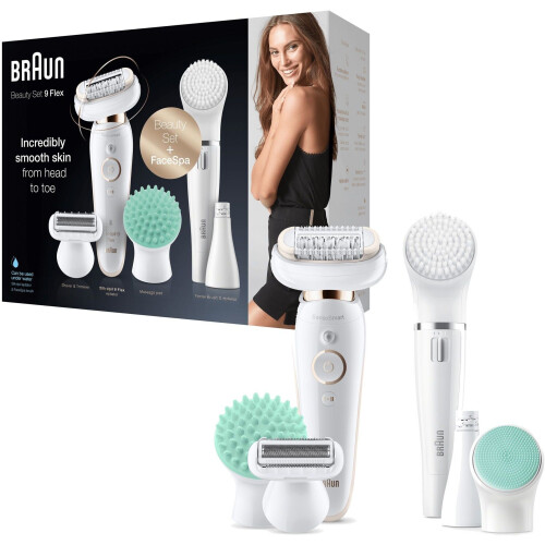 Braun Silk-épil 9 Flex 9-300 - Epilator met Flexibele Kop en 4 Opzetstukken - Wit/Goud Tweedehands
