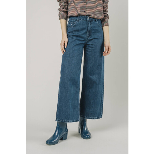 Brava Fabrics dames vegan 5-Pocket Wijde Jeans Blauw Tweedehands