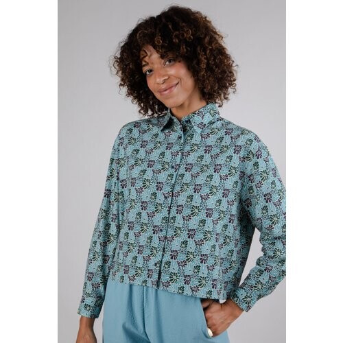 Brava Fabrics dames vegan Blouse Lente Nieuw Boxy Blauw Tweedehands