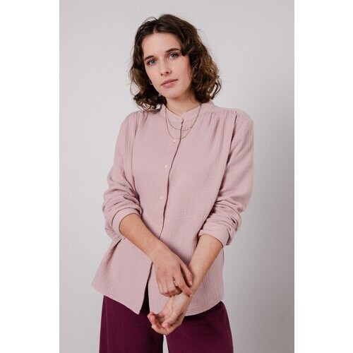 Brava Fabrics dames vegan Bubble Mao Reguliere Blouse Roze Tweedehands