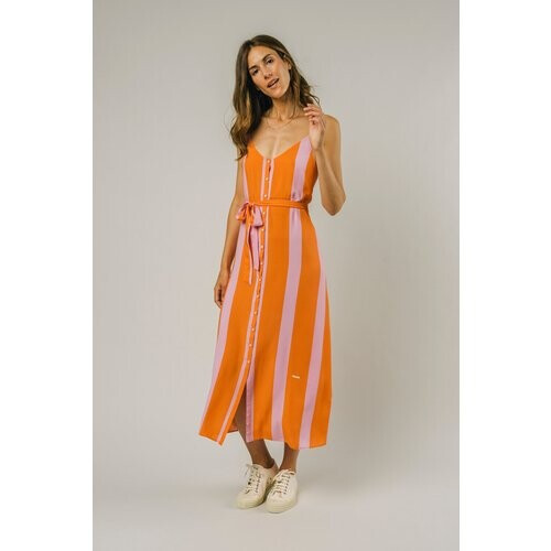 Brava Fabrics dames vegan Color Block Jurk Oranje Tweedehands