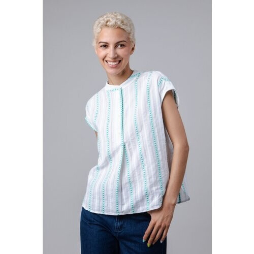 Brava Fabrics dames vegan Hart Mao Blouse Wit Tweedehands