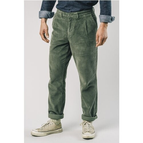 Brava Fabrics mannen vegan Chino Broek Corduroy Steengroen Tweedehands