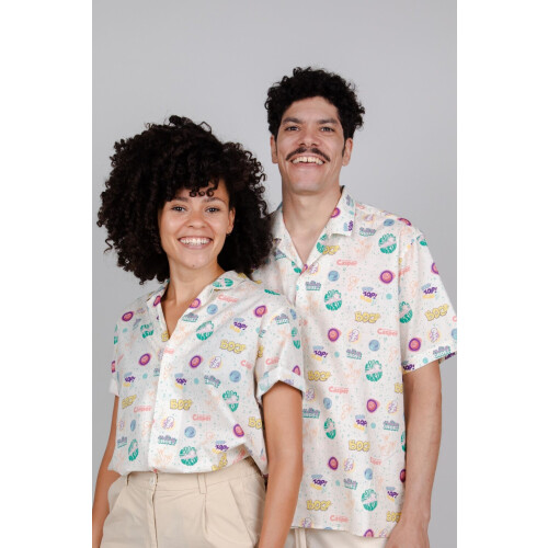 Brava Fabrics mannen vegan Shirt Aloha Casper The Friendly Ghost Wit Tweedehands