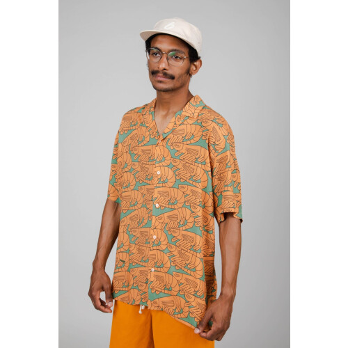 Brava Fabrics mannen vegan Shirt Gamba Faes Aloha Morera & Oranje Tweedehands