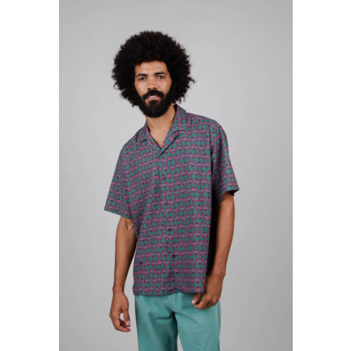 Brava Fabrics mannen vegan Shirt Hart Aloha Morera Groen & Rood Tweedehands