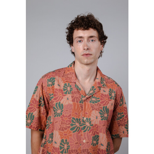 Brava Fabrics mannen vegan Shirt Lente Aloha Oranje En Stoffige Roos Tweedehands