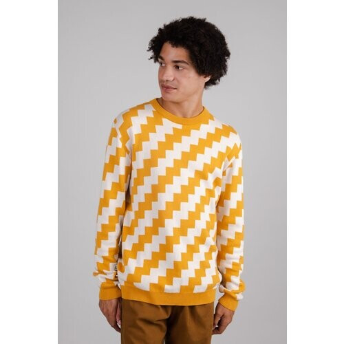 Brava Fabrics mannen vegan Stairs Trui Met Ronde Hals Mosterd Tweedehands